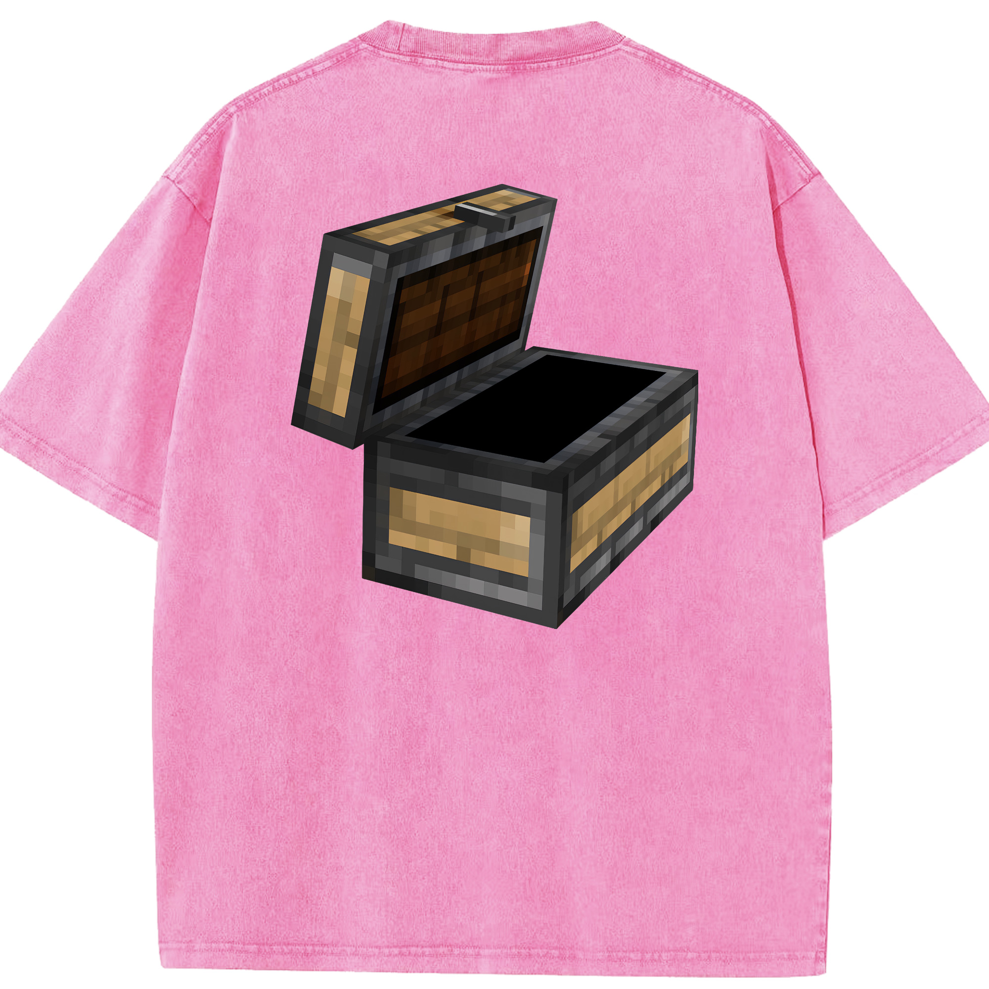 （画像用） マインクラフト ブロックの世界 Minecraft MC Block world 綿100% ヴィンテージ風 半袖Tシャツ（背面プリント）